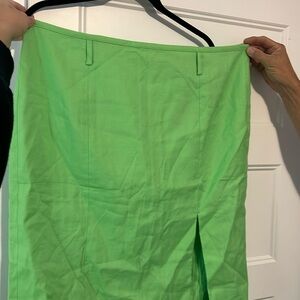 NWT Jcrew Stretch Linen Blend midi pencil Skirt in Summer Lime.